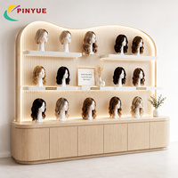 Vitrine de présentation de perruques sur mesure de luxe pour mur à panneaux, mobilier commercial pour salon de beauté, étagères murales de boutique pour extensions capillaires