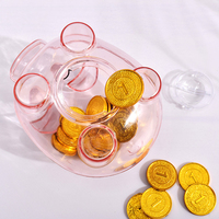 Vente en gros de tirelires fantaisie en forme de cochon transparentes avec logo personnalisé, en plastique, certifiées CE RoHS, pour cadeaux
