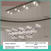 Lustre LED Moderne de Luxe à Fleurs Violettes en Cristal, Taille Moyenne, avec Commande Vocale, Garantie 2 Ans, Idéal Salon, Installation Facile