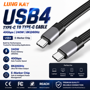 Cable USB4 PD3.1 de 240W, 40Gbps de Alta Velocidad, Cable Plano Flexible FPC Tipo C a C Corto de 5 Pulgadas para MacBook Pro, Estación de Acoplamiento SSD - Product Image 1