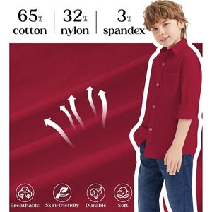 Chemise d'uniforme pour enfants, manches longues, boutonnée, coupe classique, de la taille bébé à la taille enfant - Product Image 5