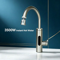 Robinet d'eau chaude instantanée électrique entièrement en acier inoxydable, design col de cygne rotatif, autoportant, étanche IPX4, pour camping-car, extérieur, voiture