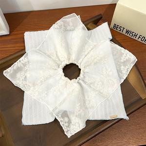 Nouveau mode chouchous élégants en mousseline de soie à fleurs carrées pour femmes dames Vintage <span class=keywords><strong>Georgette</strong></span> Triangle tête cravates enfants accessoires de cheveux - Product Image 3