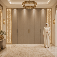 Armoire de chambre sur mesure, dressing moderne en bois, aluminium et verre, porte battante, pleine hauteur du sol au plafond, pour villa