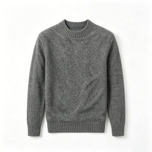 Suéter de Manga Larga para Hombre, Color Gris Jaspeado, Cuello Redondo, Mezcla de Lana de Cordero, Tejido Térmico, Clásico, Bordado Personalizado en la Parte Delantera, Otoño - Product Image 3
