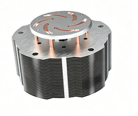 Radiateur LED rond haute puissance OEM avec caloduc en cuivre et ailettes en aluminium, système de refroidissement à base de cuivre