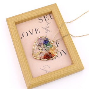 Joyería de piedra natural de 7 colores, corazón de cristal, Pachira macrocarpa, collar de árbol de la suerte enrollado hecho a mano, adorno N742 - Product Image 4