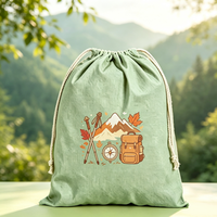 Sac de transport en toile écologique multi-tailles à cordon, motif dessin animé simple, réutilisable pour articles divers, idéal pour projets de promotion de marque