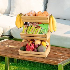 Cesta de bambú para fruta de 3 niveles, bandeja de exhibición para cocina, soporte de almacenamiento para aperitivos y verduras - Product Image 2