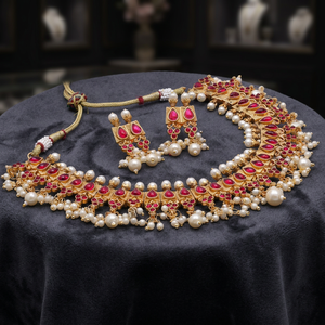 Wholesale Antique Matte Plated Necklaces Festival Jewelry Set Traditional South Indian Fashion Jewelry Set Chapado Mate Antiguo - Product Image 5