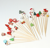 Brochettes en bambou imprimées 4 couleurs de haute qualité, motifs Père Noël, rennes, sapin de Noël, Nouvel An chinois, pour fête de Pâques