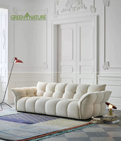 Ensemble de canapés rembourrés de style français moderne minimaliste en forme de pétale, avec cadre en bois massif et mousse, couleur personnalisable, pour salon