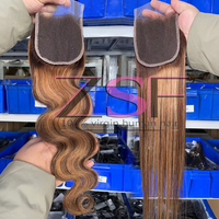 # Cierre de encaje transparente HD 4x4 5x5 rubio 613 con ondas corporales, frontal de encaje HD 613 de cabello humano, pre-arrancado, de cabello virgen sin procesar