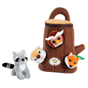 J063 con mango bosque Treehouse 4 piezas Mini animales <span class=keywords><strong>de</strong></span> peluche conjunto <span class=keywords><strong>de</strong></span> juguete personalizado lindo búho ardilla zorro y mapache Treehouse muñeca conjunto - Product Image 1