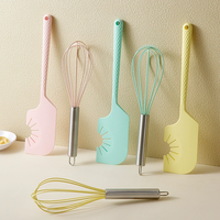 Spatule en silicone avec fouet, ensemble d'ustensiles de cuisson antiadhésifs de qualité alimentaire pour étaler la crème, mélanger et cuisiner