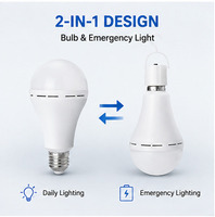 Ampoule LED d'urgence rechargeable E27/B22 7W-15W, autonomie 2-4 heures, Li-ion, ABS, blanc froid, éclairage d'urgence intérieur/extérieur pour la maison