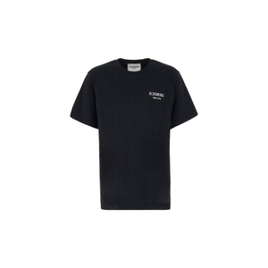 T-shirt en coton noir Iceberg de créateur de haute qualité contrastant petit logo blanc brodé sur le devant - Product Image 1