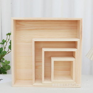 <b>Square</b> Wooden Storage Box <b>Set</b> Natural Color No Lid Desktop Organizer Jewelry Gift Packaging DG02 - Product Image 3