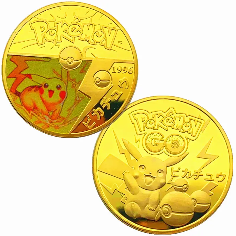 custom metal gold Animals anime Pikachu go coin