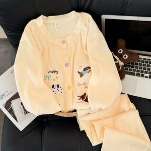 Ensembles de vêtements de nuit Pyjamas Femmes Printemps et Automne Grande taille Pantalons à manches longues Dessin animé Doux Mignon Ensemble de pyjamas - Product Image 5