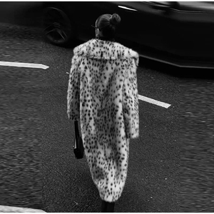 Abrigos Largos de Piel Sintética con Estampado de Leopardo Retro para Mujer, Abrigo Maxi Abierto Grueso y Cálido para Invierno, Ropa de <span class=keywords><strong>Calle</strong></span> Elegante y Casual para Mujer - Product Image 4