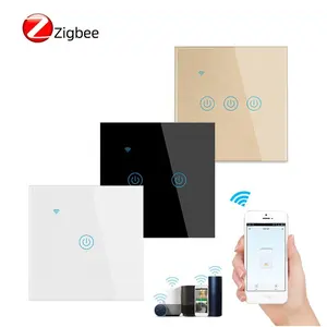 Zigbee Tempered Glass Alexa Speech Control 1Gang 2Gang 3Gang 4Gang Remote Control Wifi Connect EU UK Universal Touch Switch
