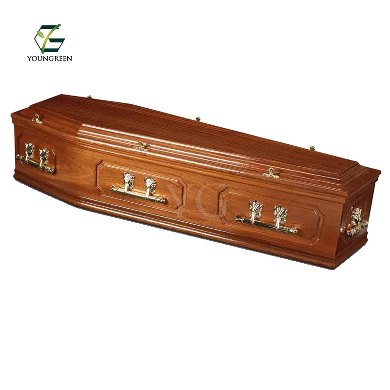 European Style Cheap Wooden Coffins and Paulownia Funeral Caskets with Carvings