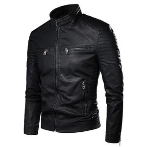 Veste de moto rétro pour homme 2025, coupe slim, doublée de laine |   Cuir PU de qualité supérieure, vente directe d'usine avec quantité minimale de commande - Product Image 1