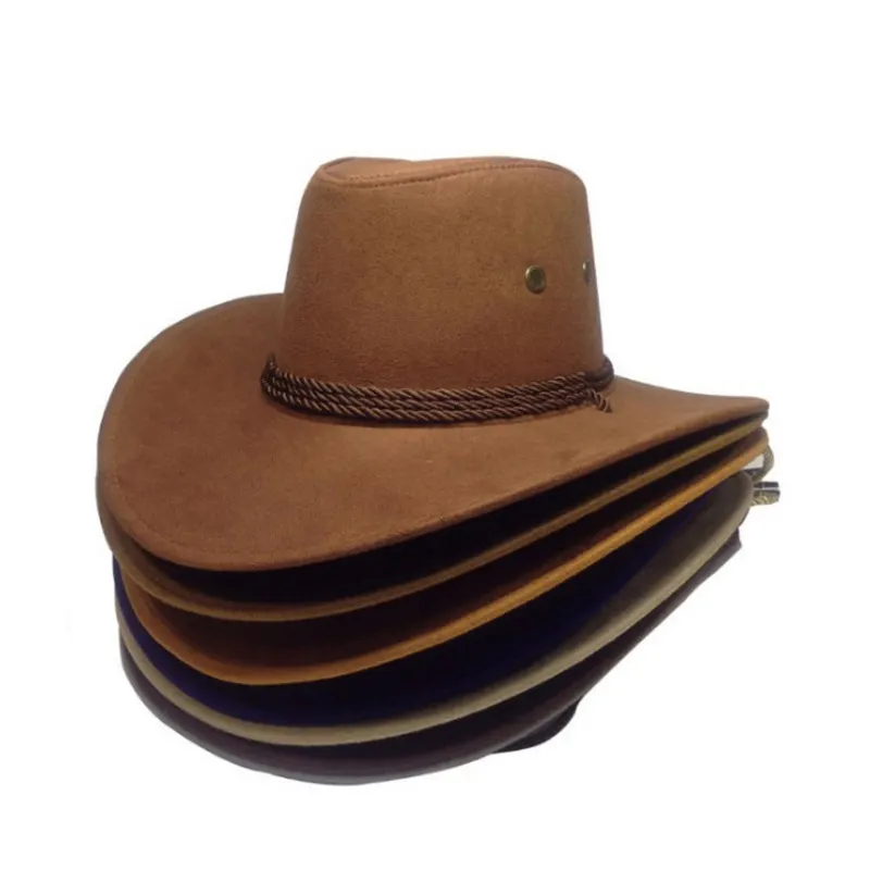 MIO vente en gros chapeau de cowboy en peau de daim tissé à la main western américain extérieur chapeau de vache à grand bord pour hommes