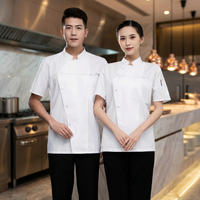 Veste de chef à manches courtes, logo personnalisé, 80% coton, 20% polyester, respirante, uniforme professionnel pour restaurant et hôtel