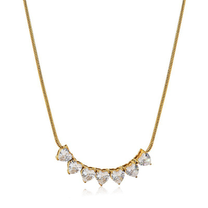 Collar de Cadena de Acero Inoxidable Chapado en Oro con Colgante de Corazón de Zirconia y Corona, Joyería de Moda Unisex, Regalo - Product Image 2