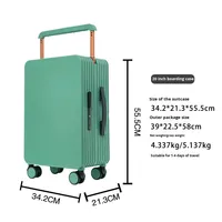 Tas Koper Roda Putar Lebar 20/24-inci, Roda Universal, Tas Troli Naik Pesawat, Unisex, Koper Tahan Lama, Tas Perjalanan