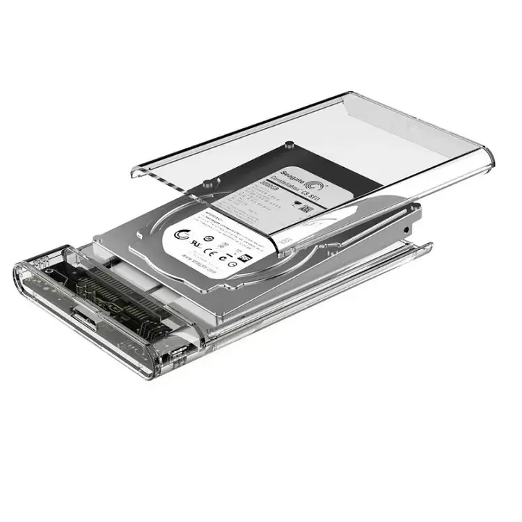Slim Transparent USB 3.0 Hard Drive SATA External 2.5 inch HDD SSD Enclosure Box Case