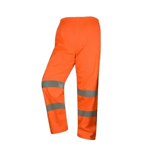 Celana kerja pria keselamatan reflektif multisaku oranye celana kerja pria Hi Vis tahan api Fr celana kerja kargo dengan bantalan lutut