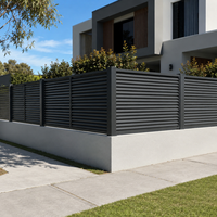 Panneaux à lamelles horizontales noires modernes en aluminium, écologiques, résistants au vent, ventilés et robustes pour balcon et maison