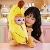 Bestseller transfrontalier Bibila Banana Pillow Peluche en polyester et coton PP 31cm-50cm, Poupée chat, Cadeau pour 0-24 mois, Unisexe, Fête