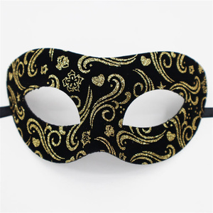 <span class=keywords><strong>Máscara</strong></span> de media cara de PVC con lámina dorada y parte superior plana, para disfraces, bailes, carnavales y fiestas nocturnas - Product Image 3
