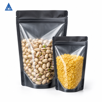 Sachet Doypack Noir Mat Personnalisé avec Fenêtre Transparente et Fermeture Zip Refermable pour Emballage de Pistaches et Snacks, Qualité Alimentaire