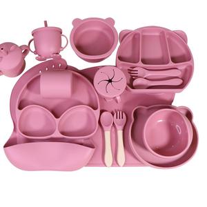 Juego de Cubiertos para Niños en Oferta, Baberos para Bebés, Plato con Ventosa, <span class=keywords><strong>Vajilla</strong></span> de Silicona <span class=keywords><strong>Completa</strong></span>, Juego de Destete para Bebés - Product Image 1