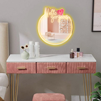 Décoration murale en néon LED personnalisée Neonawall avec plaque de fond miroir, revêtement double couche, garantie de 2 ans, intensité réglable, Hello Gorgeous