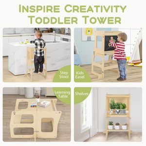 Ensemble de jeux d'escalade 8 en 1 pour tout-petits, structure de jeu pliable en bois Montessori avec tour pour tout-petits - Product Image 3