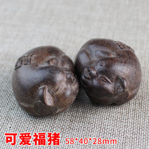 เหรียญทองแดงปี่เซียะ 61x35x28 มม. แกะสลักด้วยมือ ไม้เกรย์วูด ของตกแต่งโบราณ - Product Image 4