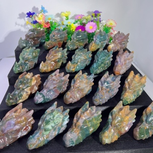 งานฝีมือควอตซ์คริสตัลอัญมณีหัวมังกรแจสเปอร์มหาสมุทรธรรมชาติสำหรับตกแต่ง - Product Image 1