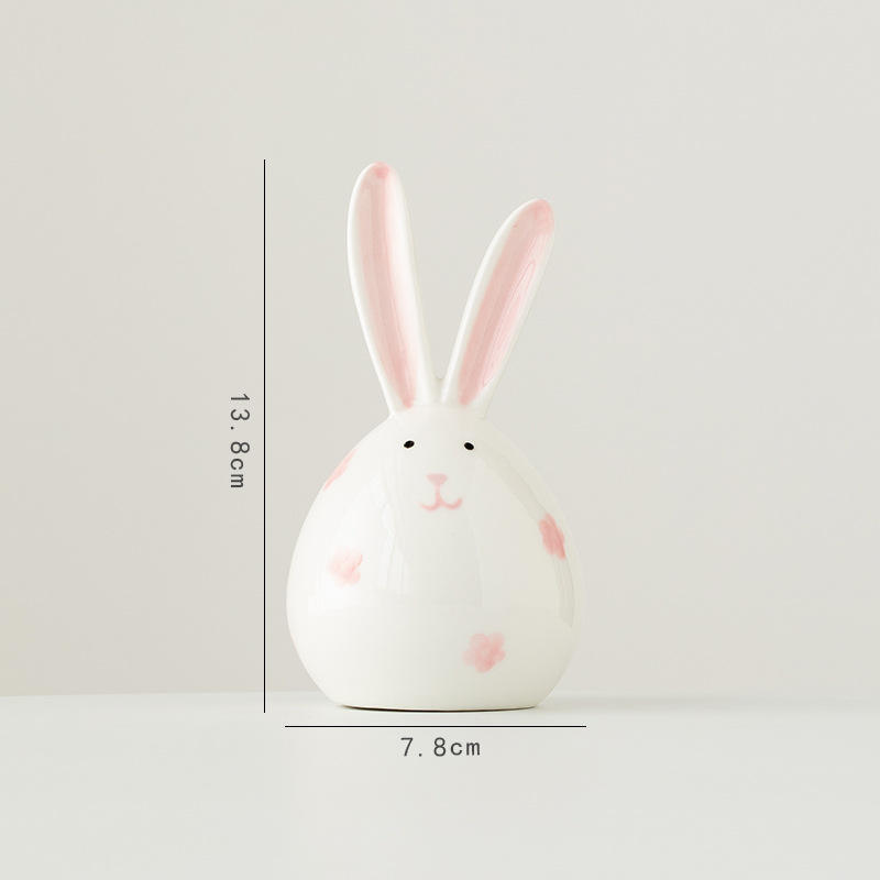 Ornamento di coniglio lungo orecchio rosa. Piccole dimensioni (fiore rosa)