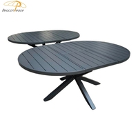 Ensemble de mobilier de jardin table de salle à manger ronde en aluminium table ovale de salle à manger d'extérieur extensible noire avec rallonge