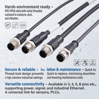 IO Link Sensör Kablosu M12 a Kodlu 4 5P Ekranlı IP67 Su Geçirmez Kablo Seti PUR Kaplamalı Endüstriyel Ethernet Akıllı Sensör Endüstrisi için
