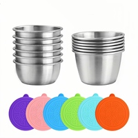 Gobelet à sauce en acier inoxydable 304 avec couvercle en silicone, récipient à condiments portable, bol à trempette anti-fuite pour barbecue, camping, extérieur
