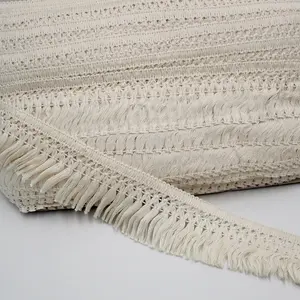 Wholesale 60mm Wide White Beige 6cm Cotton Carpet Rug Tassel Fringe Trims For Home Textile Garment Decoration Curtains