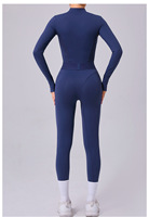 Combinaison de sport et de yoga pour femme, en maille double face, extensible dans quatre directions, écologique, avec taille élastique ajustée et ouvertures pour les doigts