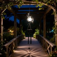 Dekorative solarbetriebene LED-Vogel-Hängeleuchte für Gartenzaun, wasserdichte Tierlaterne, Metall-Windspiel-Licht